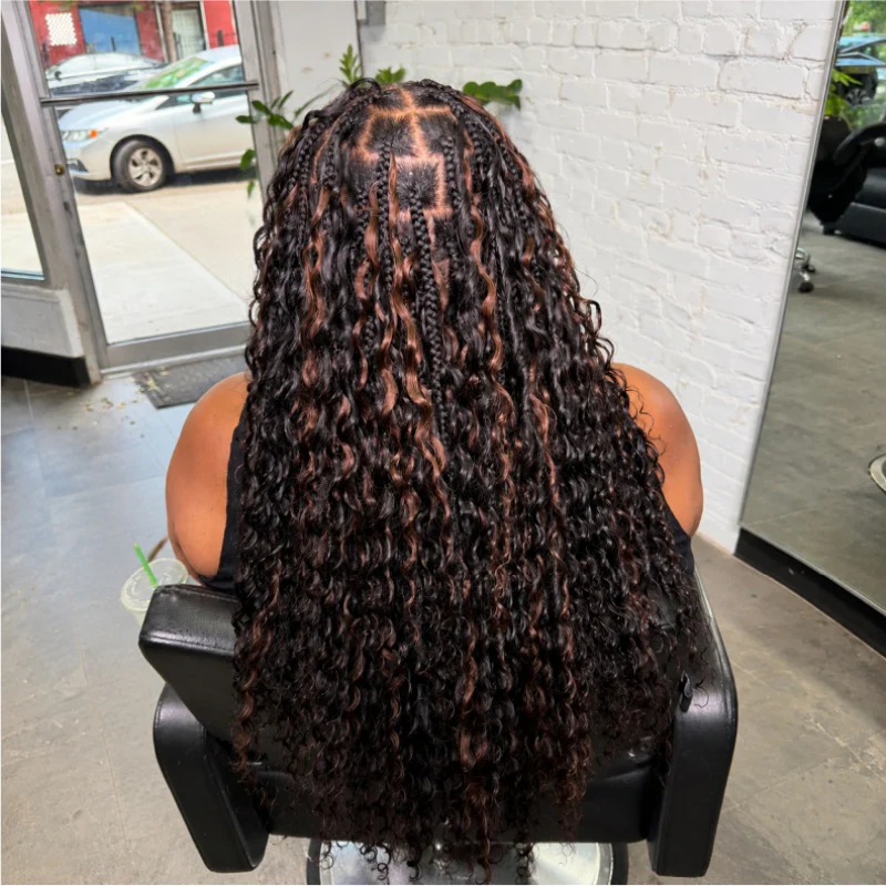 Deep Wave Feather Crochet Human Hair for Miracle Knots Boho Braids  | Honey Blonde &  Brwon Highlight - Image 11