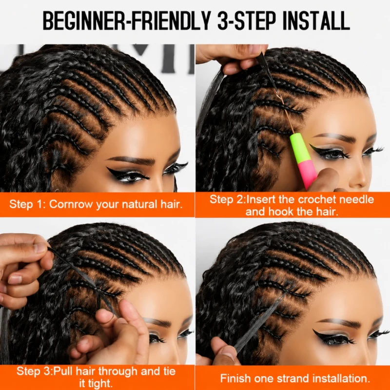 Deep Wave Feather Crochet Human Hair for Miracle Knots Boho Braids  | Honey Blonde &  Brwon Highlight - Image 12