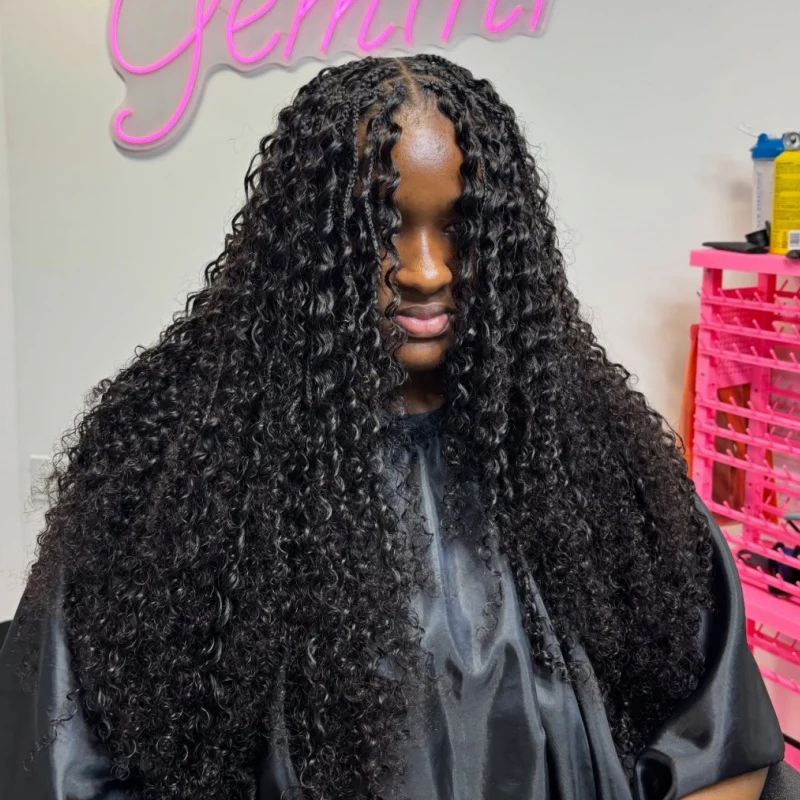 Deep Wave Feather Crochet Human Hair for Miracle Knots Boho Braids  | Honey Blonde &  Brwon Highlight - Image 2
