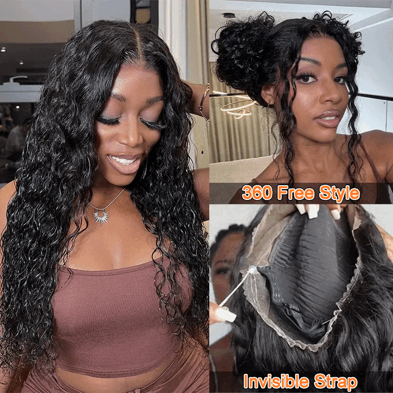 Deep Wave Snug Fit 360 Invisible Strap Glueless Lace Frontal Wig - Ready-to-Wear, High Density - Image 4