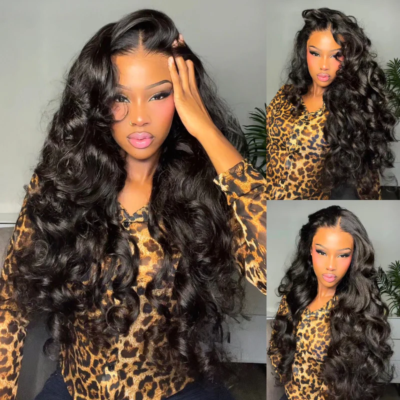 Double Drawn 3D Loose Wave Glueless Wig with Curtain Bangs