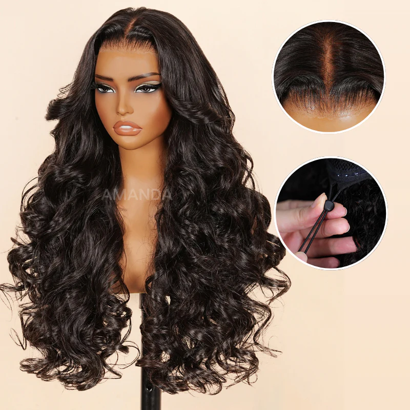 Double Drawn 3D Loose Wave Glueless Wig with Curtain Bangs - Image 3