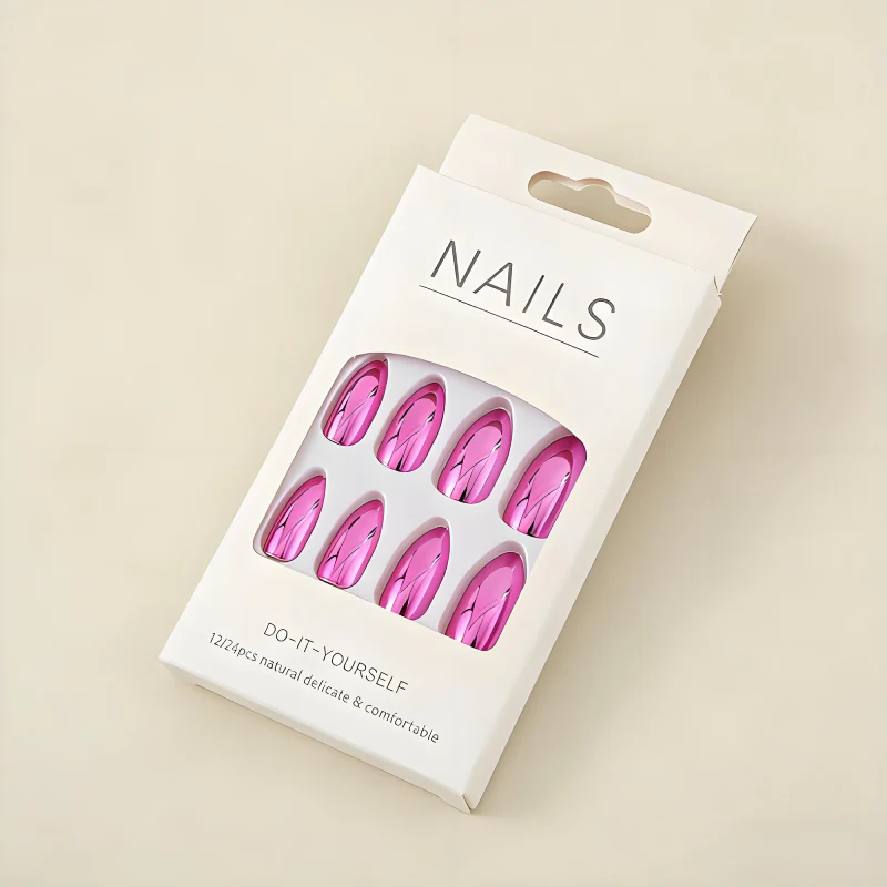 Electroplated Stiletto Press-On Nails Solid Color Glossy Reusable False Nails Flash Sale