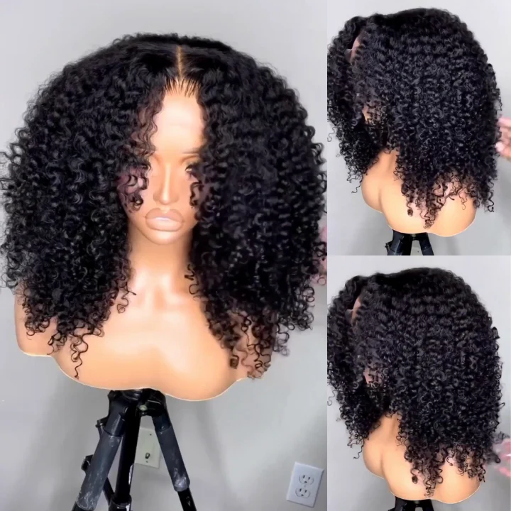 Wow $0.1 Lace Wig| Glueless Thick Fluffy Afro Curly Human Hair Lace Wigs Flash Sale - Image 4