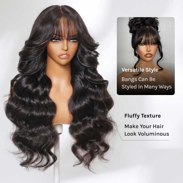 $189=26'' | 200% Density 24H Fast Shipping Loose Wave 13x4 Pre-Everything Lace Frontal Fluffy Wig With Face Framing Curtain Bangs Flash Sale - Image 6