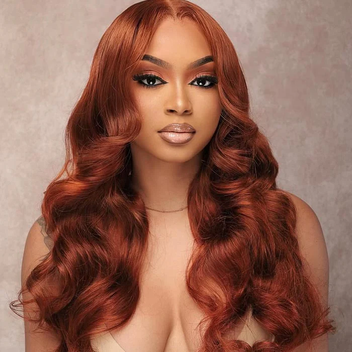 Extra 60% OFF |Body Wave Glueless Reddish Brown Wear Go 6*4 Lace Closure Wigs Flash Sale - Image 2