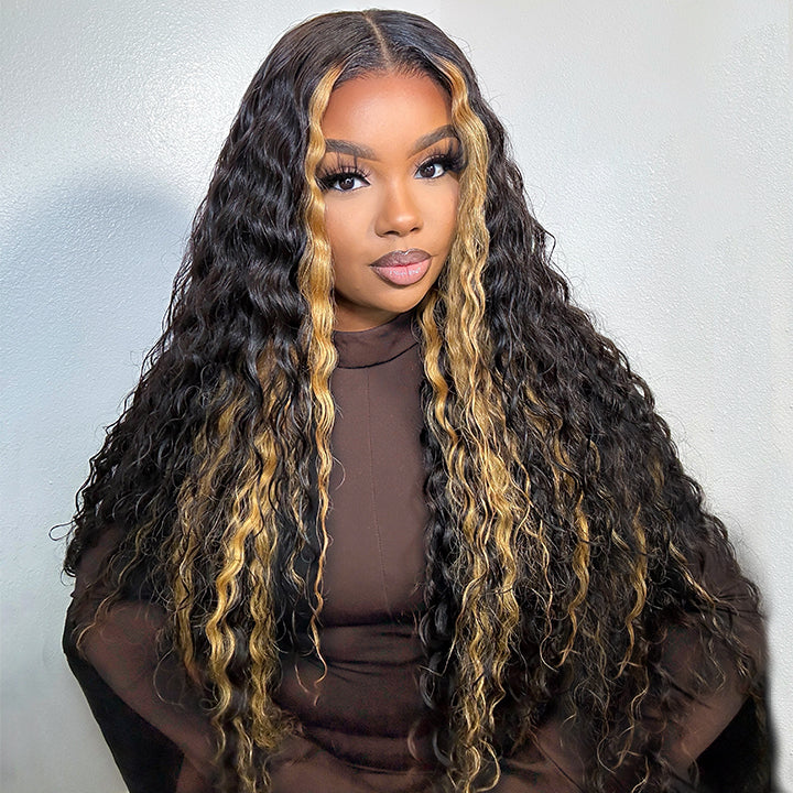 Extra 60% OFF | Glueless Blonde Highlights on Luxurious Lace Frontal Deep Curly Wave Wig Flash Sale - Image 4