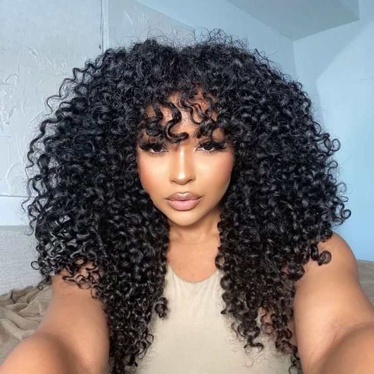 Extra 60% OFF| Glueless Deep Curly Clear HD Lace Closure Wigs with Bangs Flash Sale