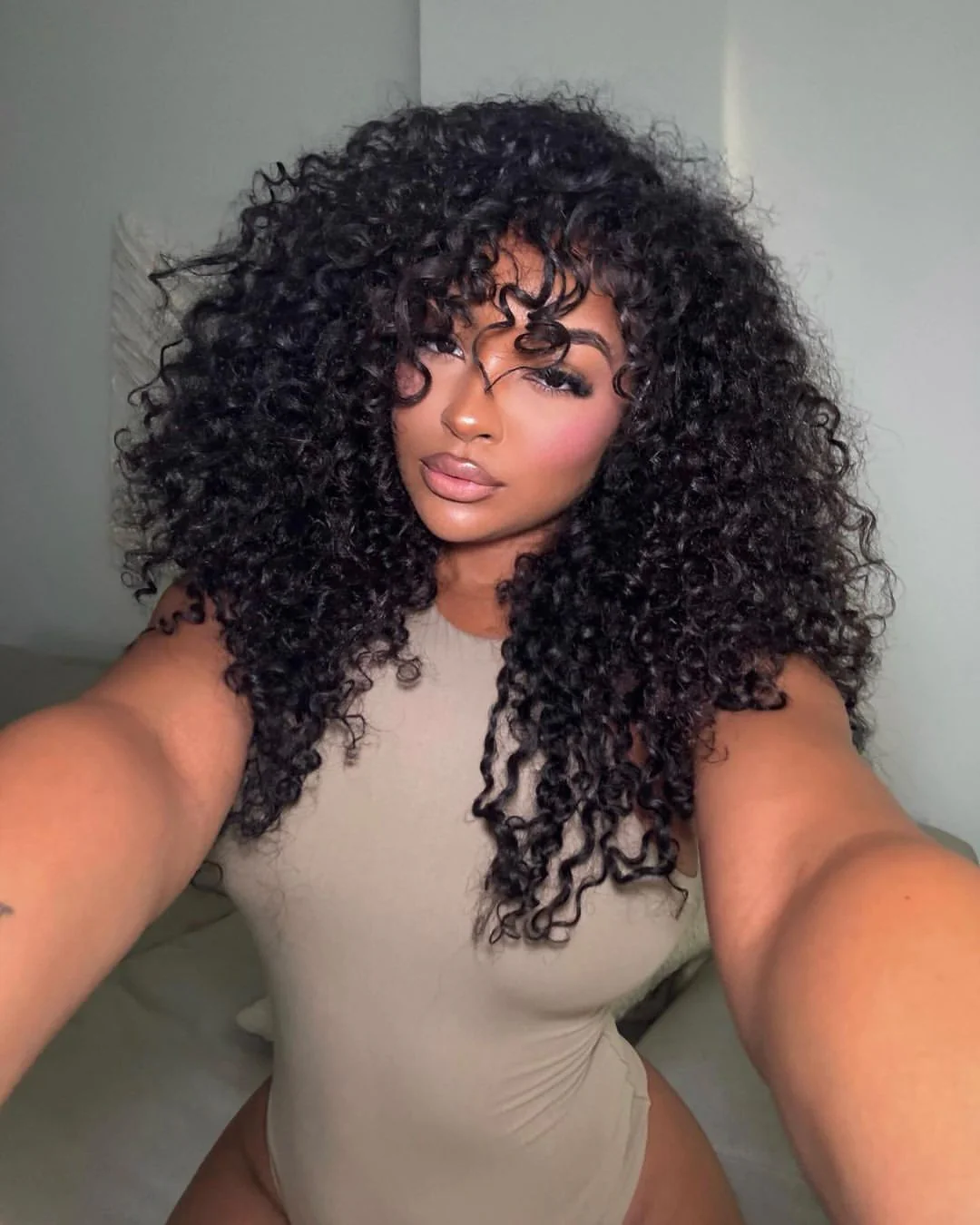 Extra 60% OFF| Glueless Deep Curly Clear HD Lace Closure Wigs with Bangs Flash Sale - Image 4
