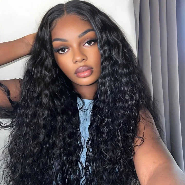 Extra 60% OFF| Glueless Water Wave 7x5/ 13x4 Transparent HD Lace Wig Pull and Go Invisible Drawstring Wigs Flash Sale