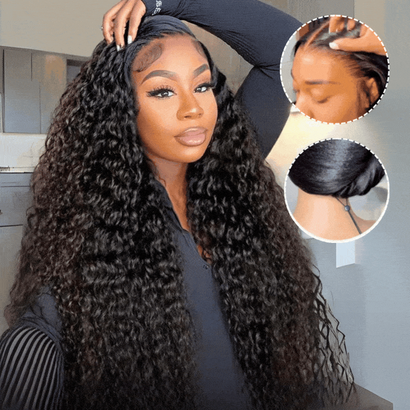 Extra 60% OFF| Glueless Water Wave 7x5/ 13x4 Transparent HD Lace Wig Pull and Go Invisible Drawstring Wigs Flash Sale - Image 2