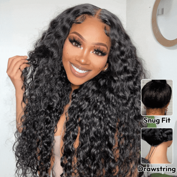Extra 60% OFF| Glueless Water Wave 7x5/ 13x4 Transparent HD Lace Wig Pull and Go Invisible Drawstring Wigs Flash Sale - Image 5