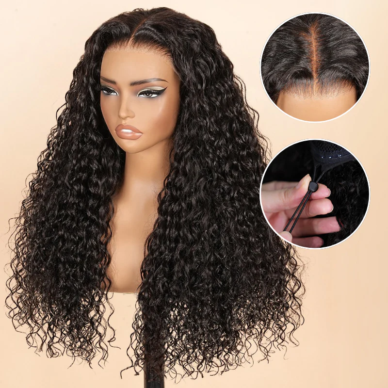 Extra 60% OFF| Glueless Water Wave 7x5/ 13x4 Transparent HD Lace Wig Pull and Go Invisible Drawstring Wigs Flash Sale - Image 6