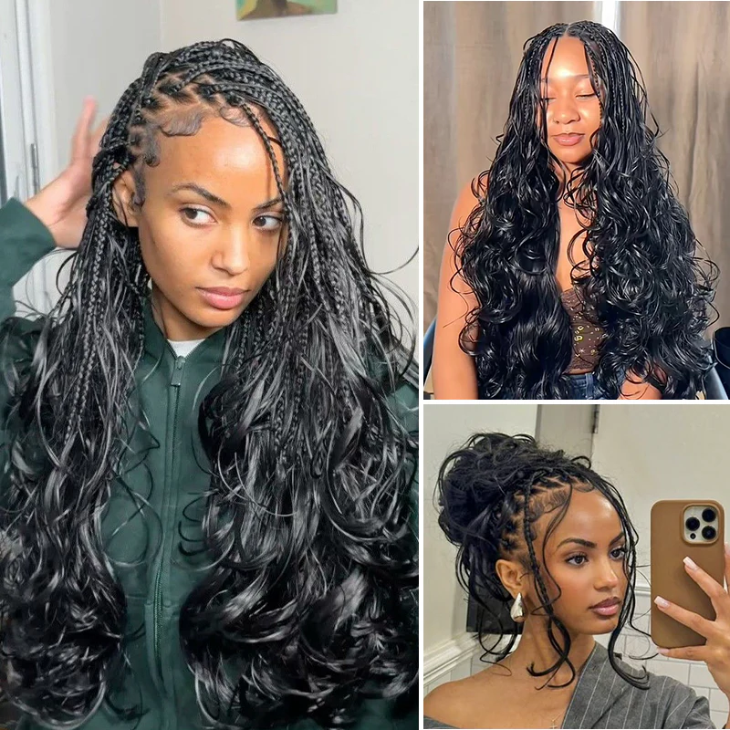 Feather Crochet Human Hair Bundles Water Wave / Body Wave for Boho Braids with Miracle Knots Flash Sale - Image 5