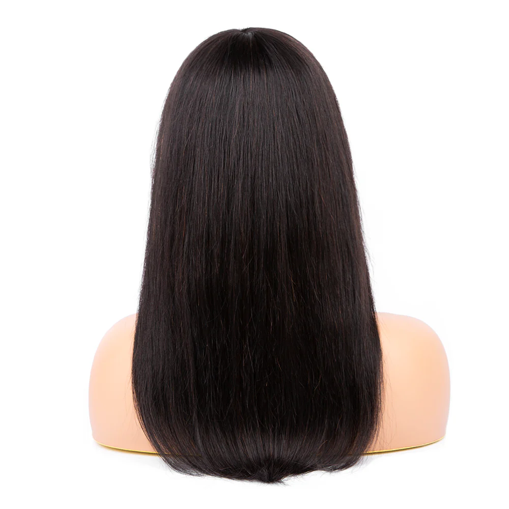 Buy 1 Get 1 Free Silk Straight Wigs With Bangs Machine Made Virgin Brazilian Hair Wig - Image 7