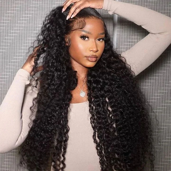 Buy 1 Get 1 Free Thick Curly Hair 13×4 Lace Frontal Wig 6×4 Pre-Cut Lace Wig - Image 12