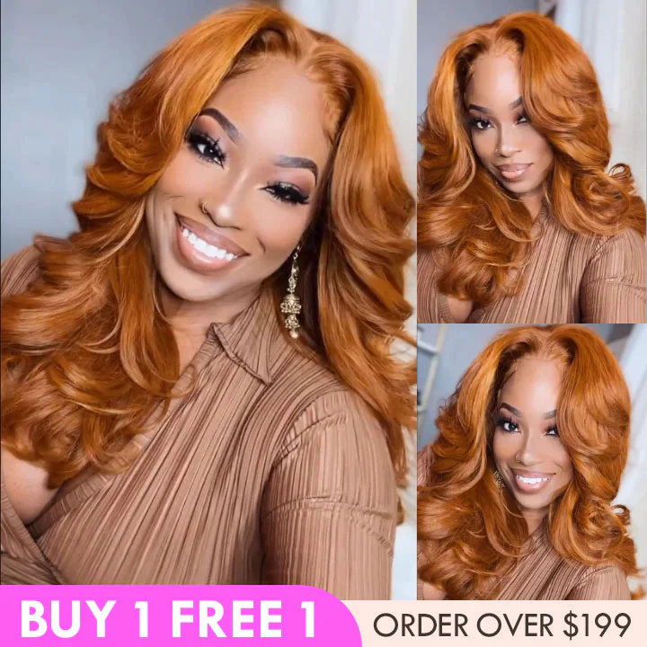 Ginger Brown Loose Wave 13*4 Lace Wigs Lace Front Wigs Human Hair Undetectable Transparent Lace Color Wigs