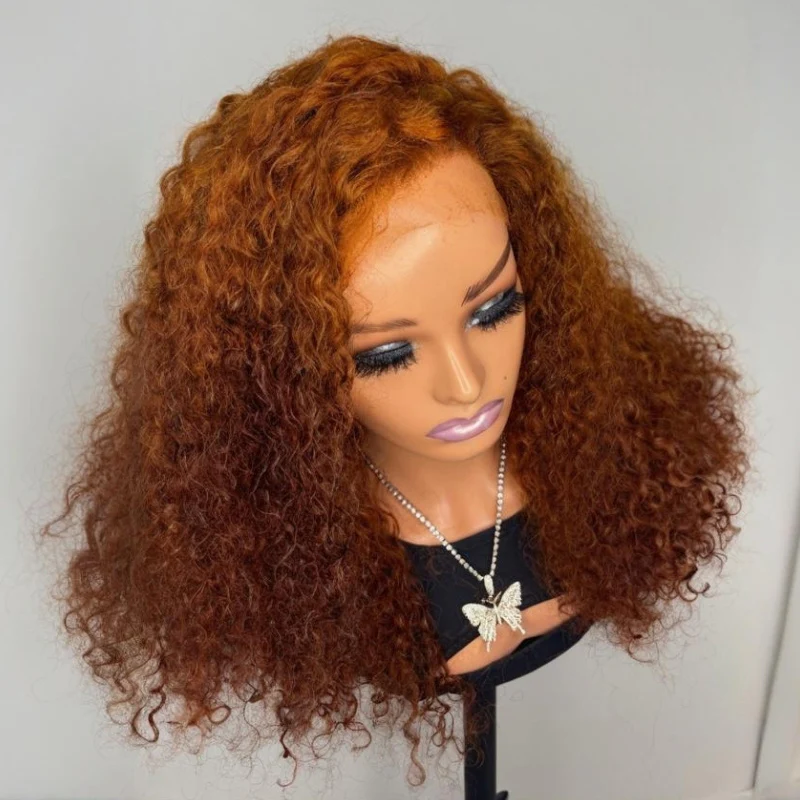 Ginger Orange Color Pixie Curly Glueless Transparent Lace Front Wigs Pre Everything Bob Wigs Human Hair -Amanda Hair - Image 3