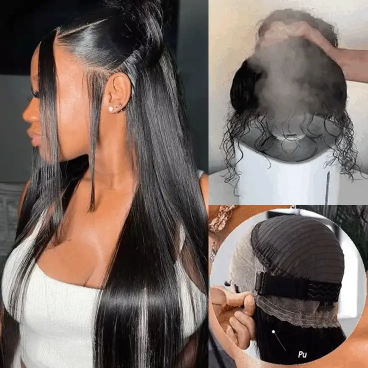 Glueless 360 Lace Frontal Wig - Silky Straight Invisible Strap Tug & Go Pre Everything Lace Wigs