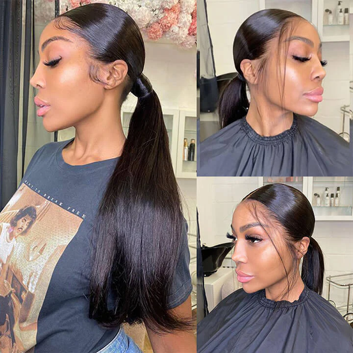 Glueless 360 Lace Frontal Wig - Silky Straight Invisible Strap Tug & Go Pre Everything Lace Wigs - Image 2