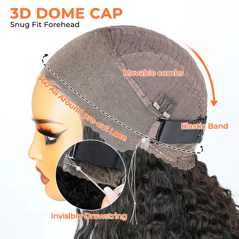 Kinky Curly Snug Fit 360 Invisible Strap Glueless Lace Frontal Wig - Ready-to-Wear, High Density - Image 4