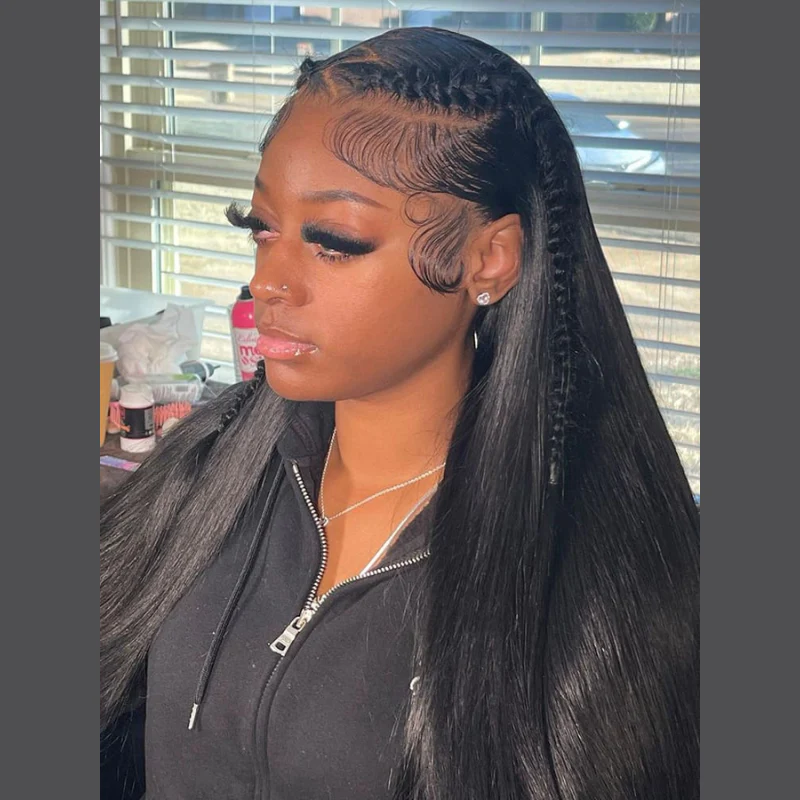 $99=26'' | 24H Fast Shipping Pre Braided Hair Glueless 7x5 Lace Side Parting Straight 180% Density Put On and Go Wigs Flash Sale - Image 3