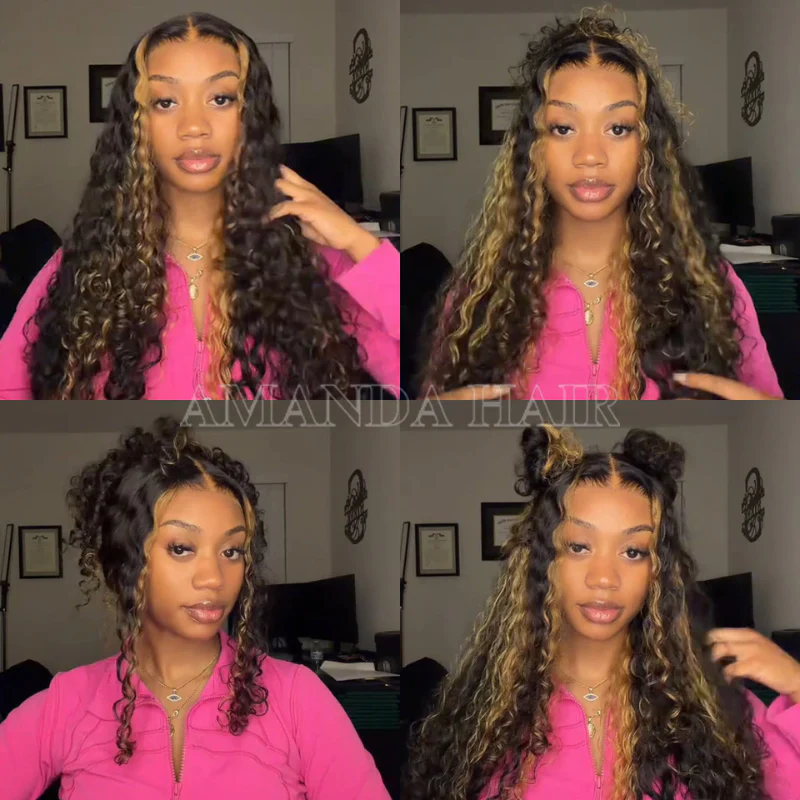 Amanda $199=30'' | Pre Everything Blonde Highlights 13x4 Full Lace Frontal Deep Curly Wave Glueless Put On And Go Wig Flash Sale - Amanda Hair - Image 4