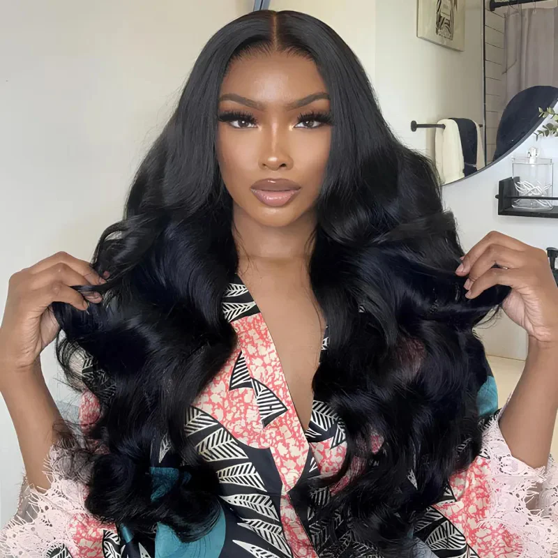 300% Density Glueless 3D Body Wave 7x5 / 13x4 HD Transparent Lace Pull And Go Invisible Drawstring Human Hair Wigs With Natural Hairline-Amanda Hair - Image 4