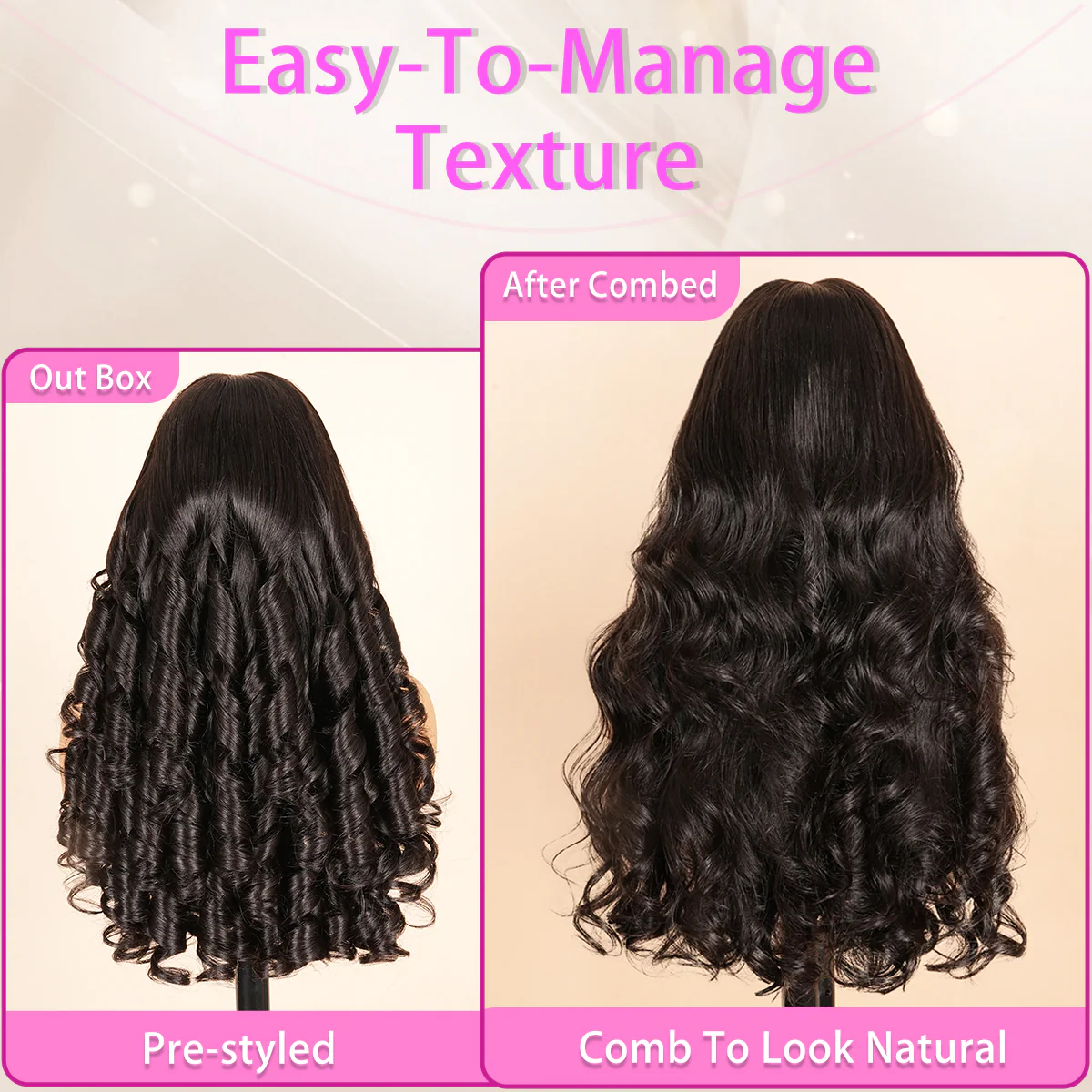 300% Density Glueless 3D Body Wave 7x5 / 13x4 HD Transparent Lace Pull And Go Invisible Drawstring Human Hair Wigs With Natural Hairline-Amanda Hair - Image 6