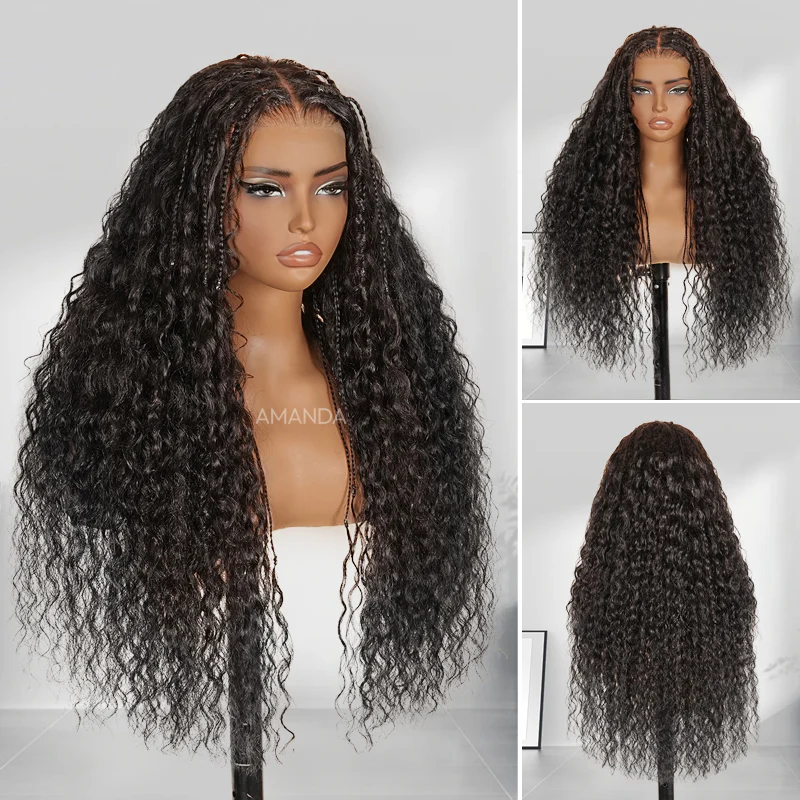 Glueless Boho Braided Parting Loose Curls Wig - 7x5/13x4 HD Transparent Lace - Image 5
