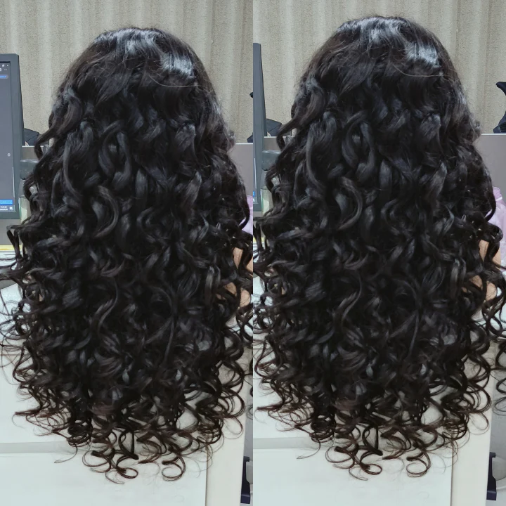 300% Density Glueless Bomb Curly Wave 13x4 Lace Front Wig HD Transparent Lace Super Double Drawn Bouncy Wavy Lace Wigs- Amanda Hair