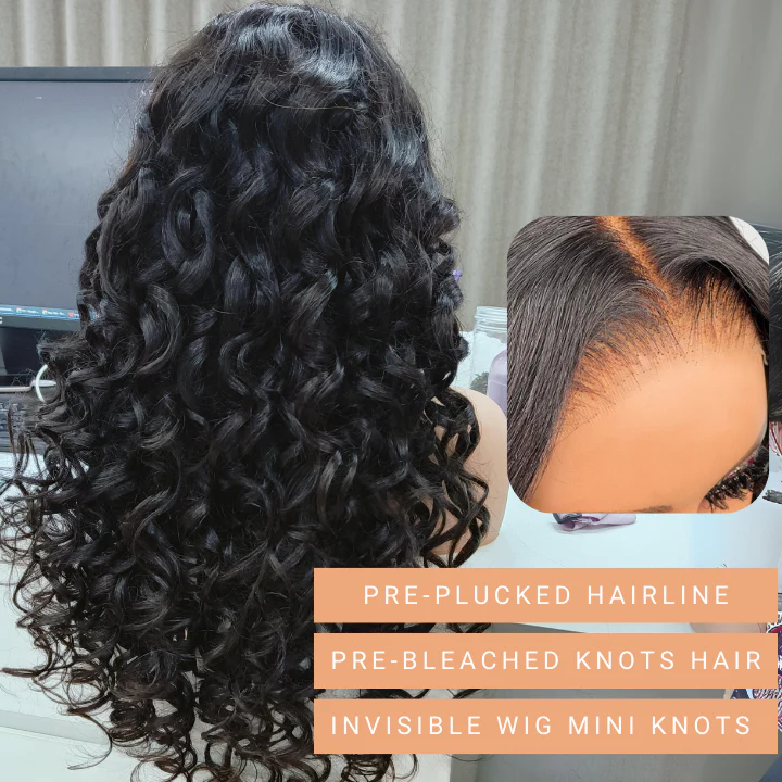 300% Density Glueless Bomb Curly Wave 13x4 Lace Front Wig HD Transparent Lace Super Double Drawn Bouncy Wavy Lace Wigs- Amanda Hair - Image 2