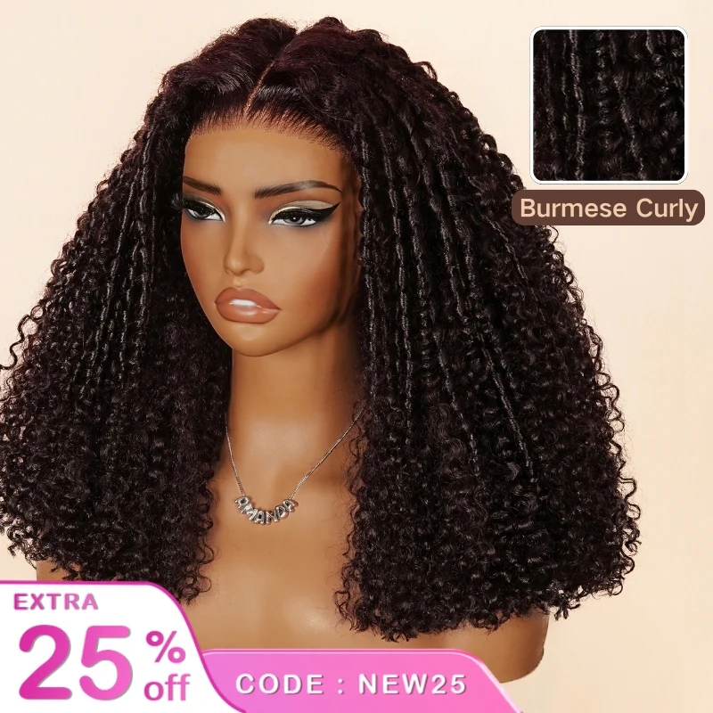 Bohemian Kinky Curly Dark Purple Burgundy Boho Curly Human Hair Wig Glueless HD Transparent Lace Frontal – Amanda Hair