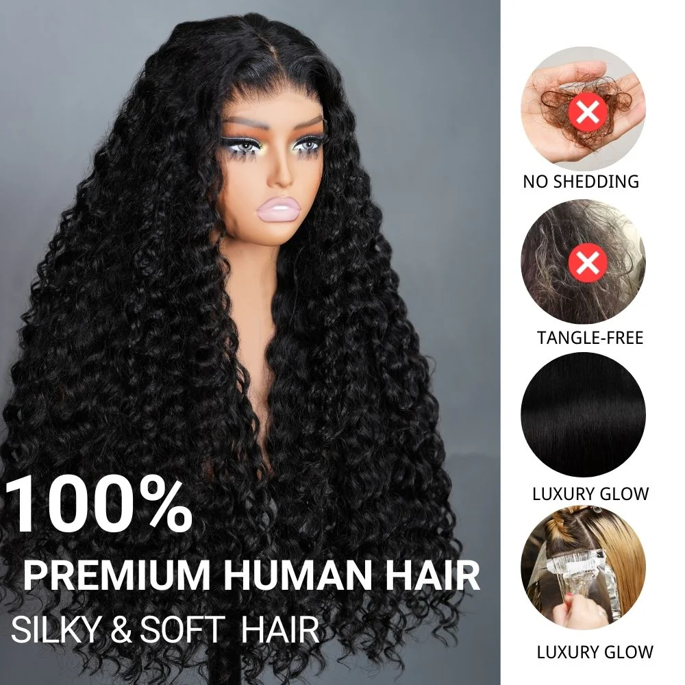 300% Density Glueless Deep Wave 7x5 / 13x4 Transparent HD Lace Front Wig Pre Plucked Hairline Virgin Human Hair - Amanda Hair - Image 10