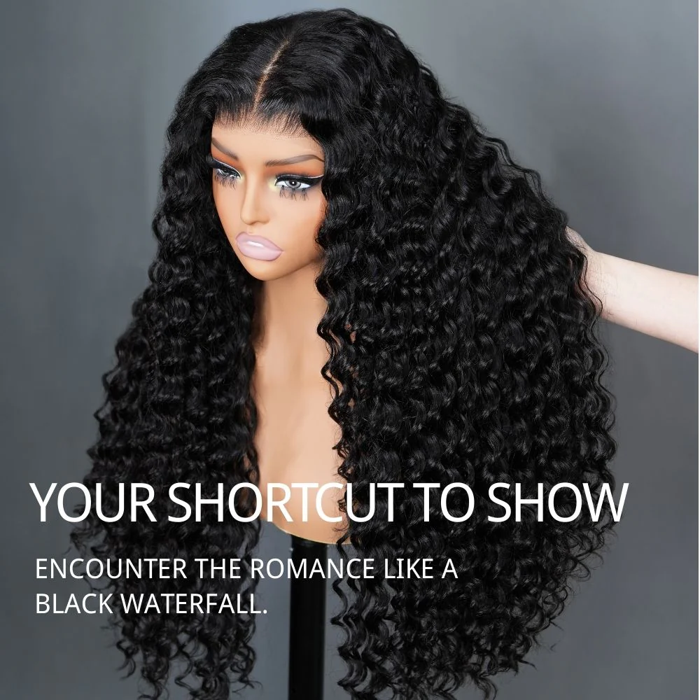 300% Density Glueless Deep Wave 7x5 / 13x4 Transparent HD Lace Front Wig Pre Plucked Hairline Virgin Human Hair - Amanda Hair - Image 3