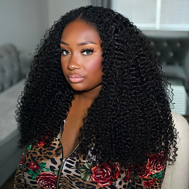 Glueless V Part Wig Beginner Friendly Curly Human Hair No Sew In No Gel NO Leave Out- Amanda Hair - Image 2