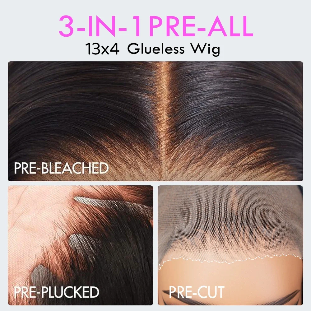 Glueless Water Wave & Curly Natural Black Bouncy 13x4 Lace Frontal Transprent Lace Wig Beginner Friendly - Image 5