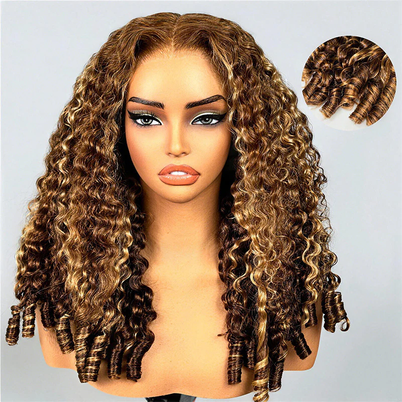 Highlight Burmese Curly 13x6 Lace Front Human Hair Wigs for Black Women Pre-plucked Natural Hairline - Image 9