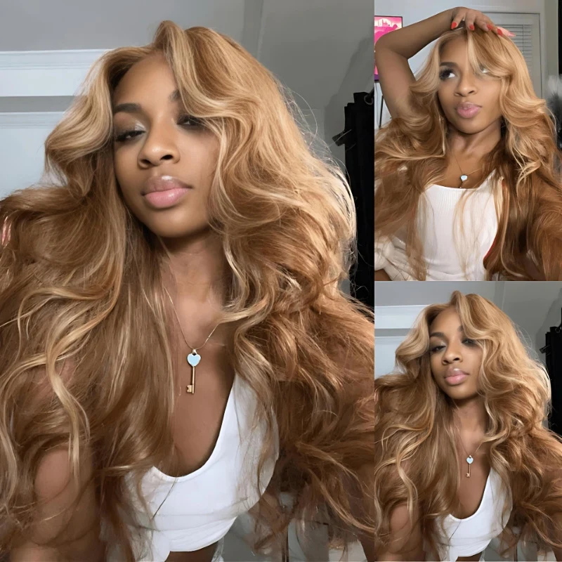 Glueless Highlight Honey Blonde Body Wave 13x4 / 13x6 Pre Everything Bleach Knots Put On And Go Human Hair Wig - Amanda Hair - Image 3