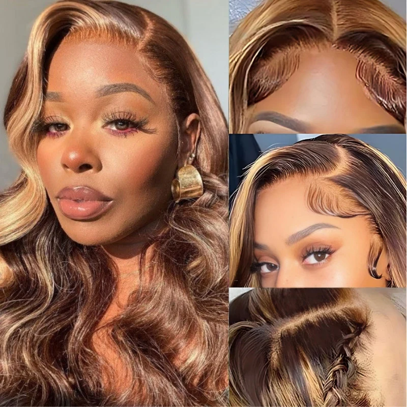 Glueless Highlight Honey Blonde Body Wave 13x4 / 13x6 Pre Everything Bleach Knots Put On And Go Human Hair Wig - Amanda Hair - Image 4
