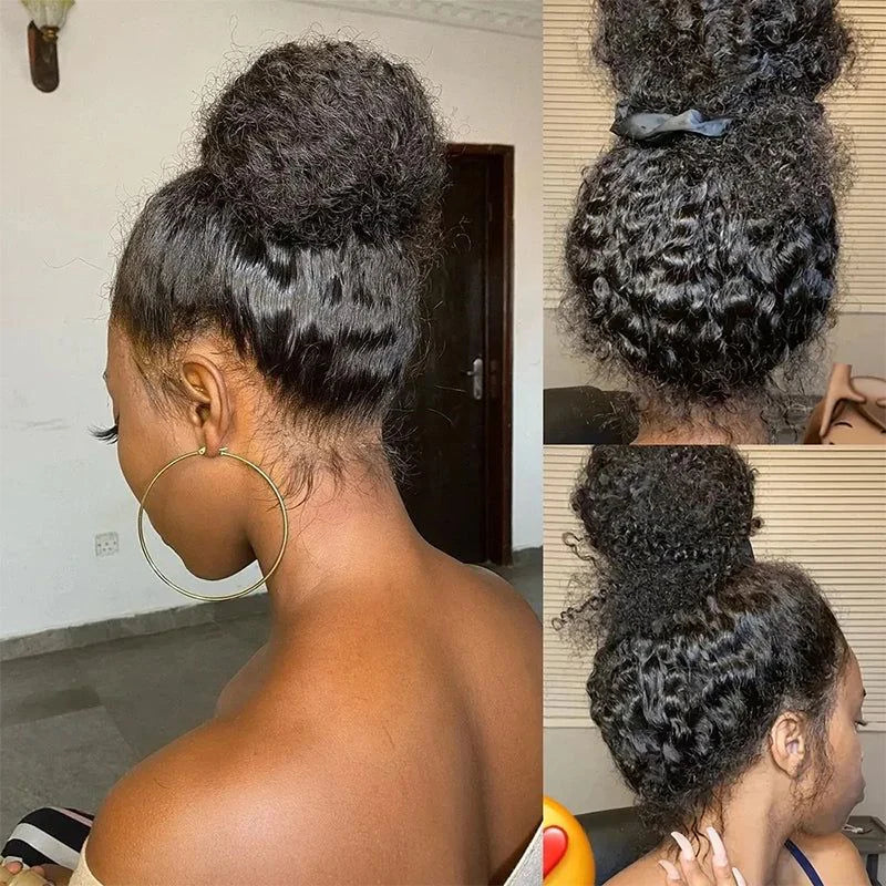Kinky Curly Snug Fit 360 Invisible Strap Glueless Lace Frontal Wig - Ready-to-Wear, High Density