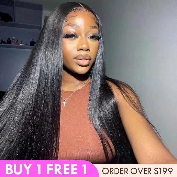 Amanda Hair Long Sikly Straight Undetectable HD Glueless v8 Lace Closure 5x7 Wigs with Deep Hairline Free Part Hairstyle