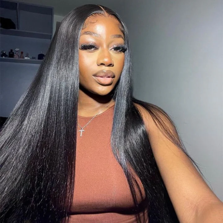 Amanda Hair Long Sikly Straight Undetectable HD Glueless v8 Lace Closure 5x7 Wigs with Deep Hairline Free Part Hairstyle - Image 2