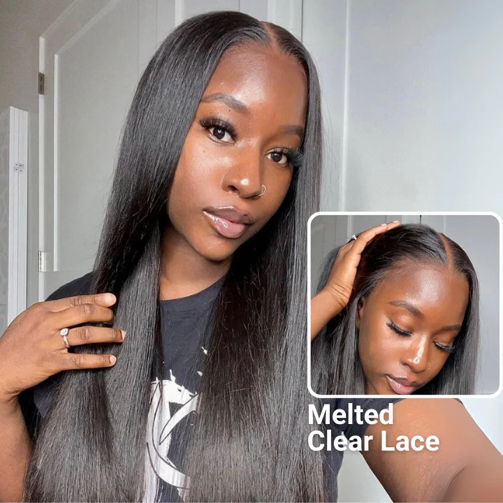 Amanda Hair Long Sikly Straight Undetectable HD Glueless v8 Lace Closure 5x7 Wigs with Deep Hairline Free Part Hairstyle - Image 5
