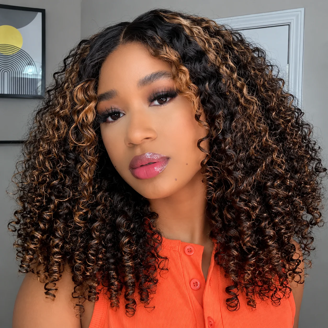 Amanda Luxury 7x5 Burmese Curly Brown Balayage Highlight Color Glueless HD Lace Human Hair Wig Flash Sale - Image 5