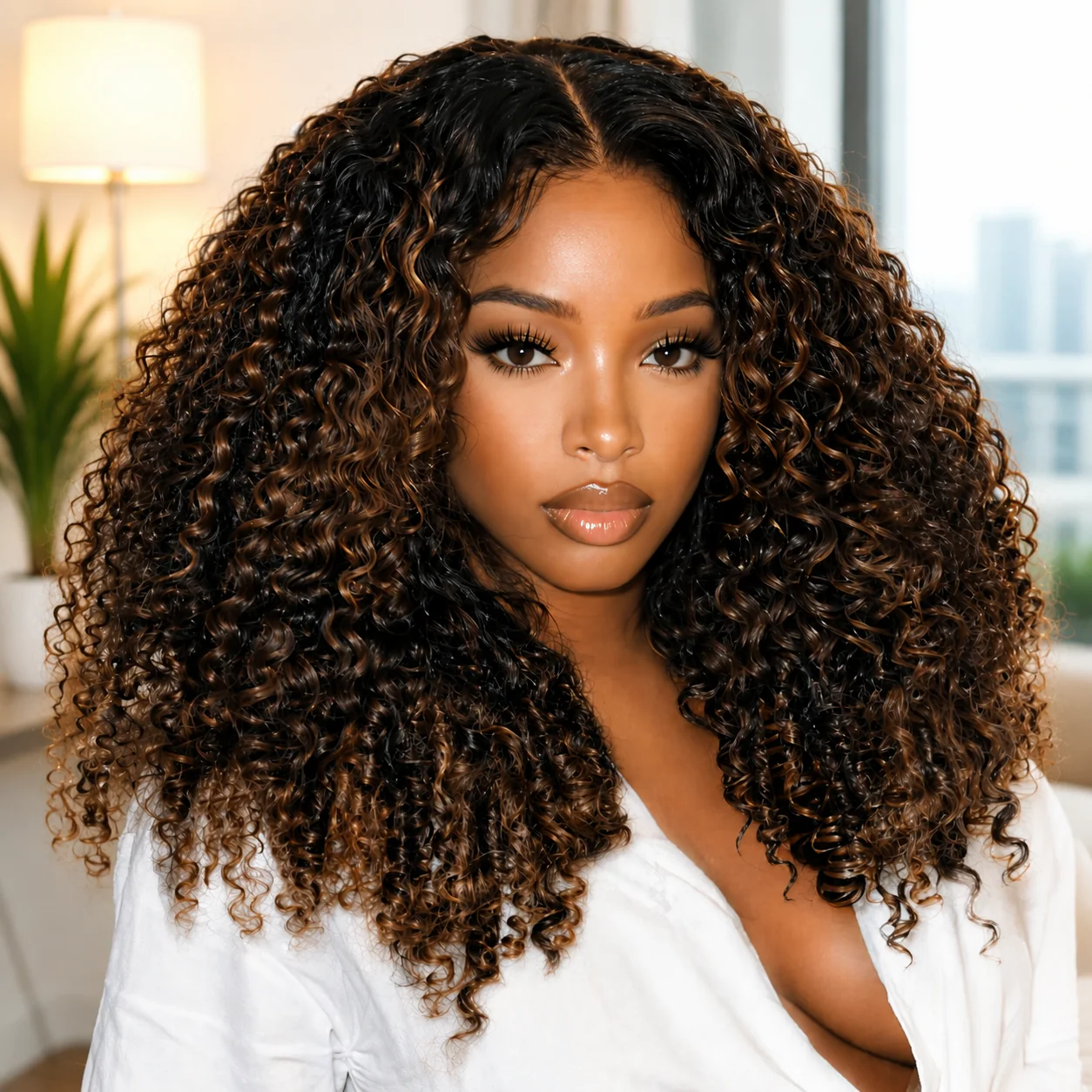 Amanda Luxury 7x5 Burmese Curly Brown Balayage Highlight Color Glueless HD Lace Human Hair Wig Flash Sale - Image 6