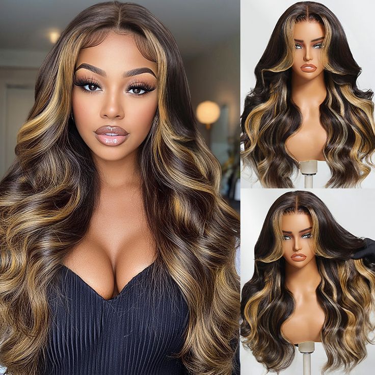 $129=30"| Money Piece Highlight Blonde Colored Loose Wave 6x4/13x4 HD Lace Front Wigs Human Hair Wig Flash Sale - Image 2