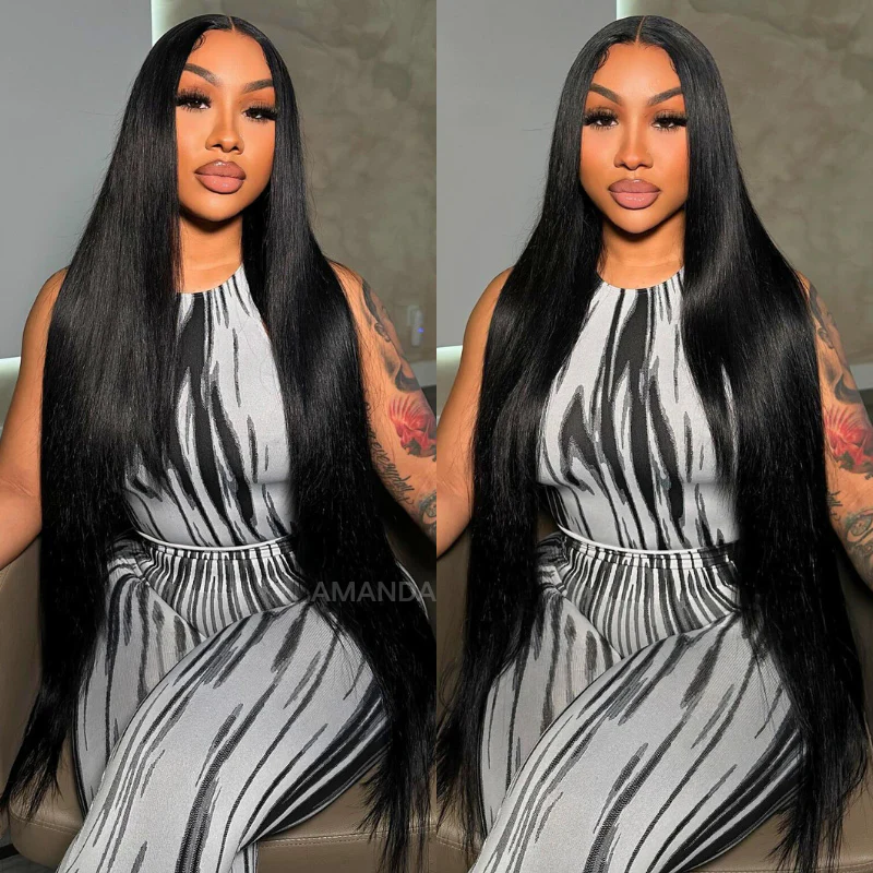 300% Density Long Straight Pre Everything Lace Wig New No Slip Silky Put On & Go Human Hair Wigs with Invisible Drawstring - Amanda Hairs