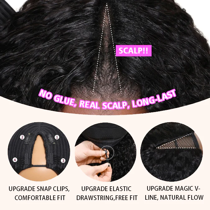 Yaki Straight New V Part Wig Chestnut Brown Ombre Color Glueless Human Hair Wig - Amanda Hair - Image 6
