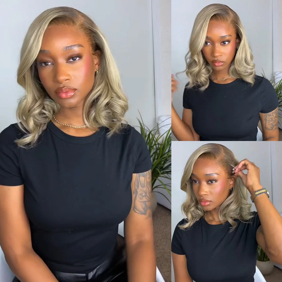Ombre Ash Blonde Straight Short Bob 180% Density Transparent Lace Frontal Glueless Wigs Flash Sale -Amanda Hair - Image 2